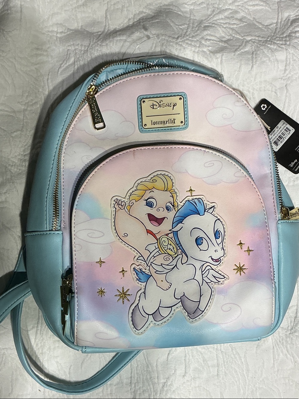 Loungefly DISNEY Pastel Blue and Pink Hercules/ Baby Pegasus Mini Backpack